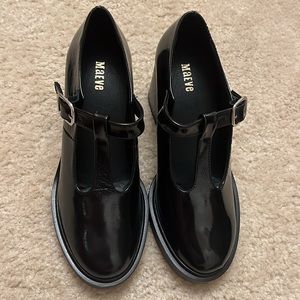 Maeve High Heel T Strap Mary Jane Shoes - black patent / 38 EU 8 US
